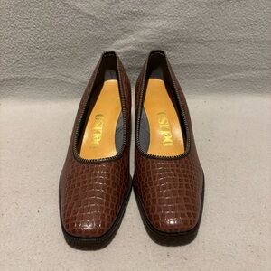 Vintage DeLISO Brown Sugar Gator Design Pumps Women’s size 10 B block heels NWOT